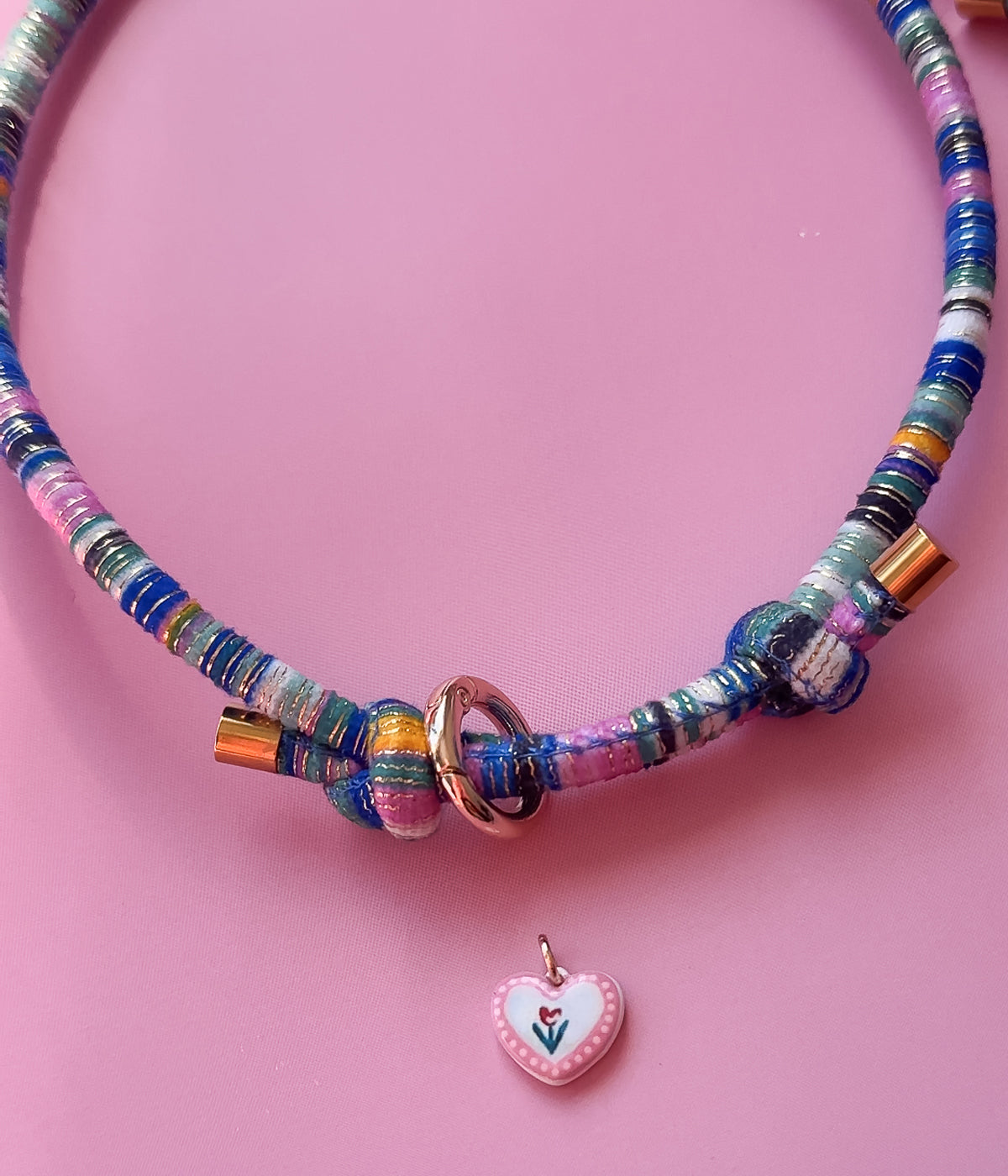 Pink Bloom Heart Charm