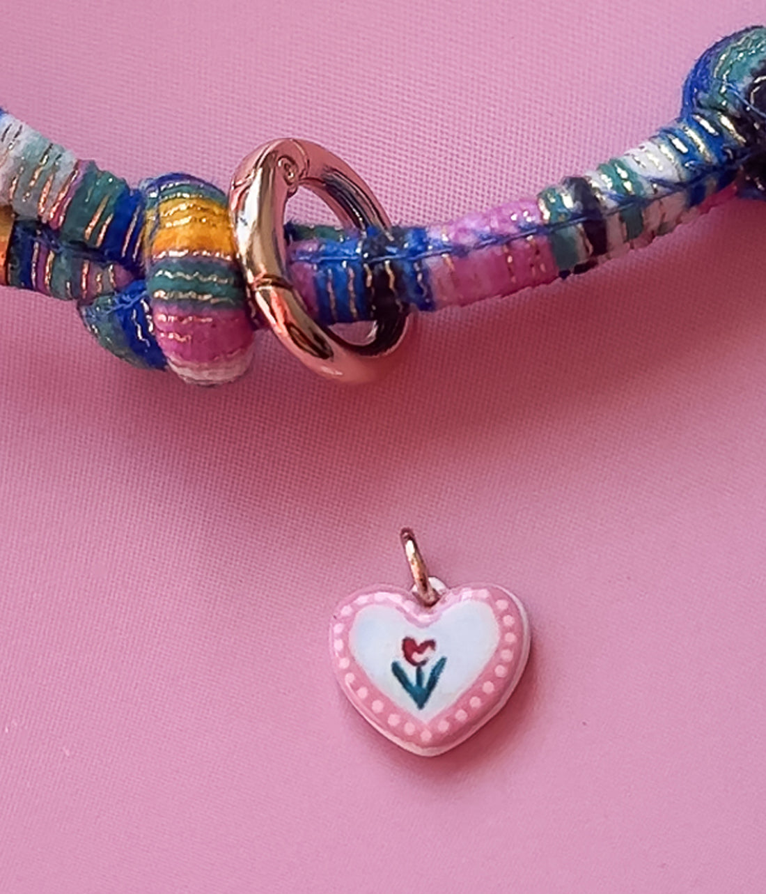 Pink Bloom Heart Charm
